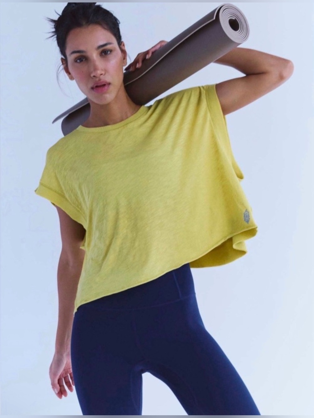 Free People Movement My Time Tee in Honeydew Green Open Back Sz L NWT